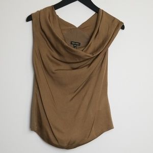 Escada Hanging Neck Silk Blouse Top in Tobacco